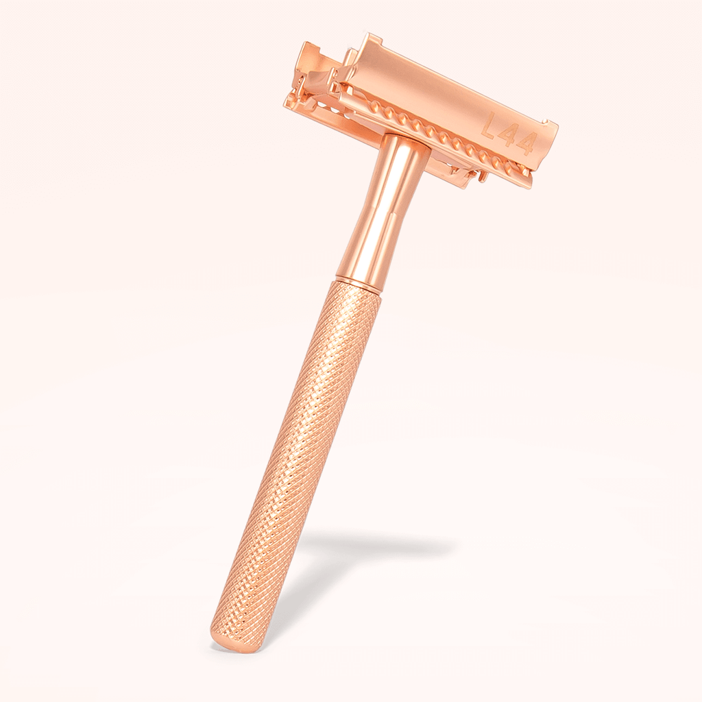 rose gold safety razor open